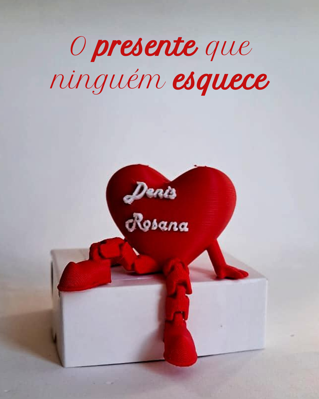 ❤️ Coração 3D Personalizado com Nome Personalizado e perninhas flexíveis – Declare seu amor com criatividade