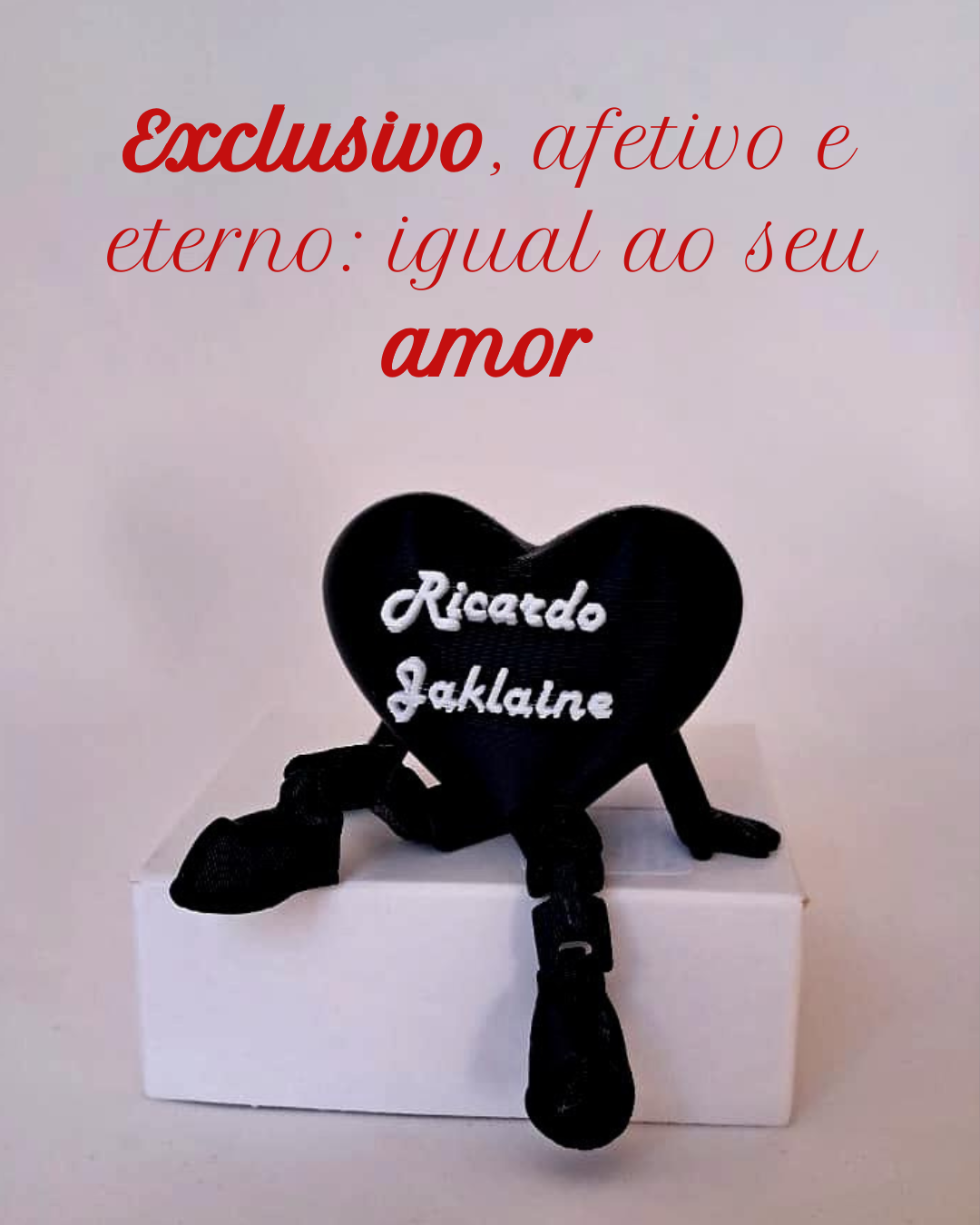 ❤️ Coração 3D Personalizado com Nome Personalizado e perninhas flexíveis – Declare seu amor com criatividade