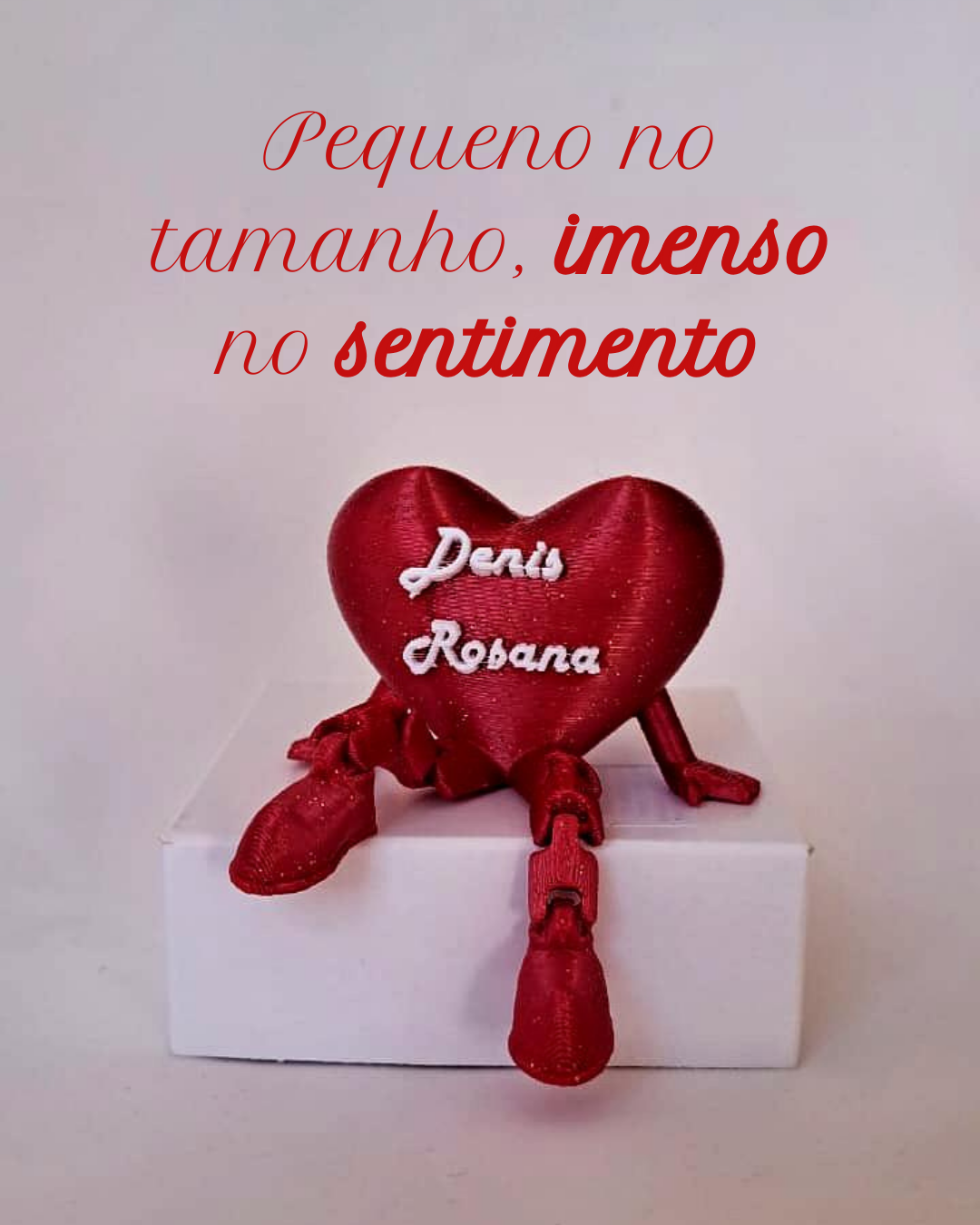 ❤️ Coração 3D Personalizado com Nome Personalizado e perninhas flexíveis – Declare seu amor com criatividade