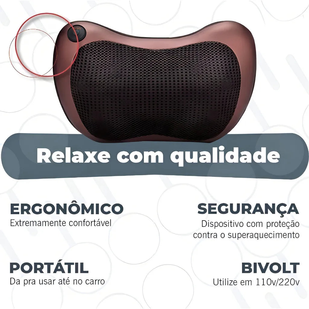 Travesseiro Massageador Eletrico Pescoço e Lombar Carro