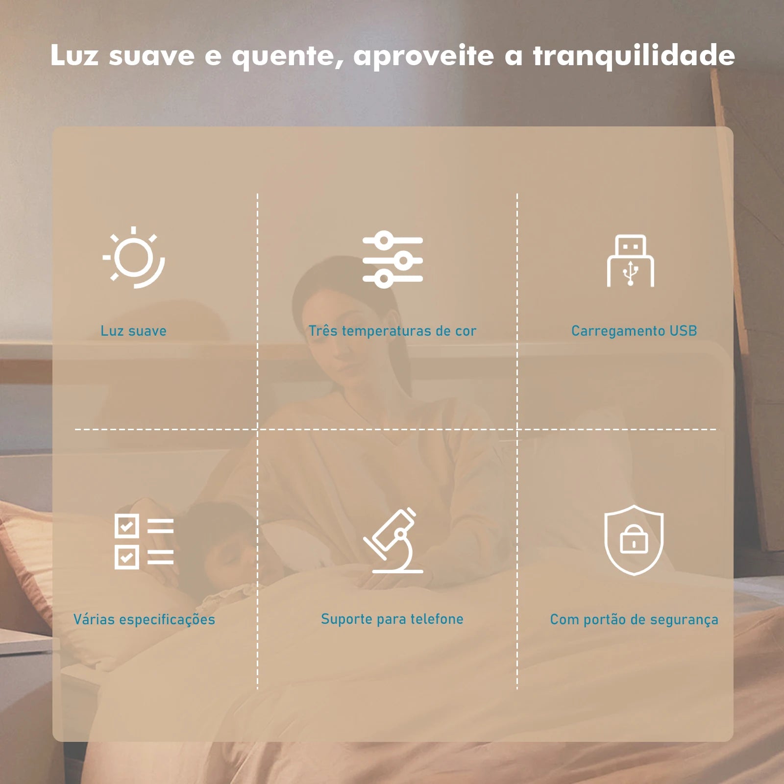 Abajur com tomadas, filtro de linha e interruptor de tomada