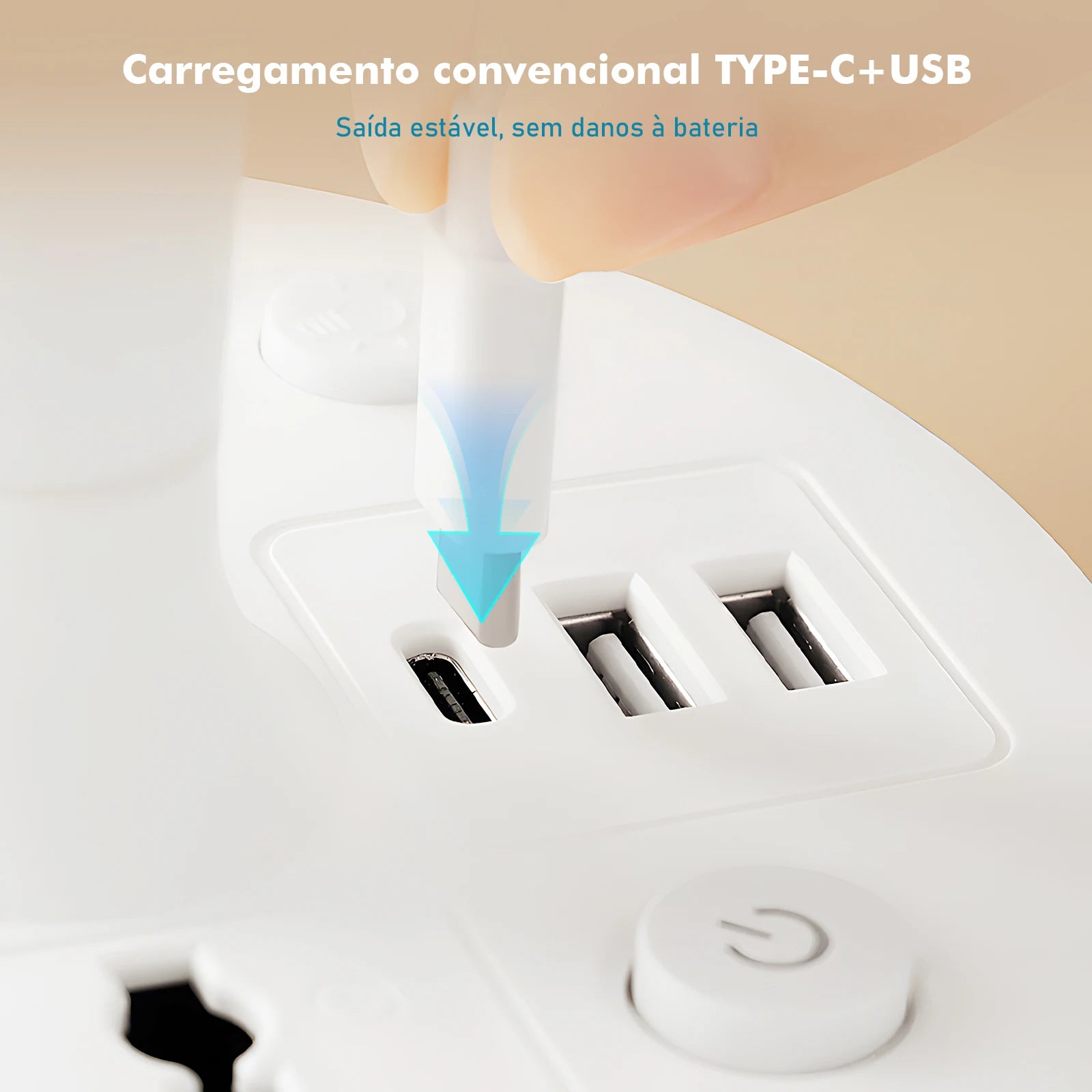 Abajur com tomadas, filtro de linha e interruptor de tomada