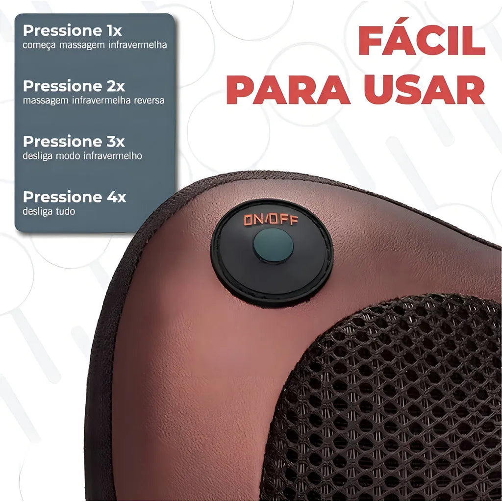 Travesseiro Massageador Eletrico Pescoço e Lombar Carro