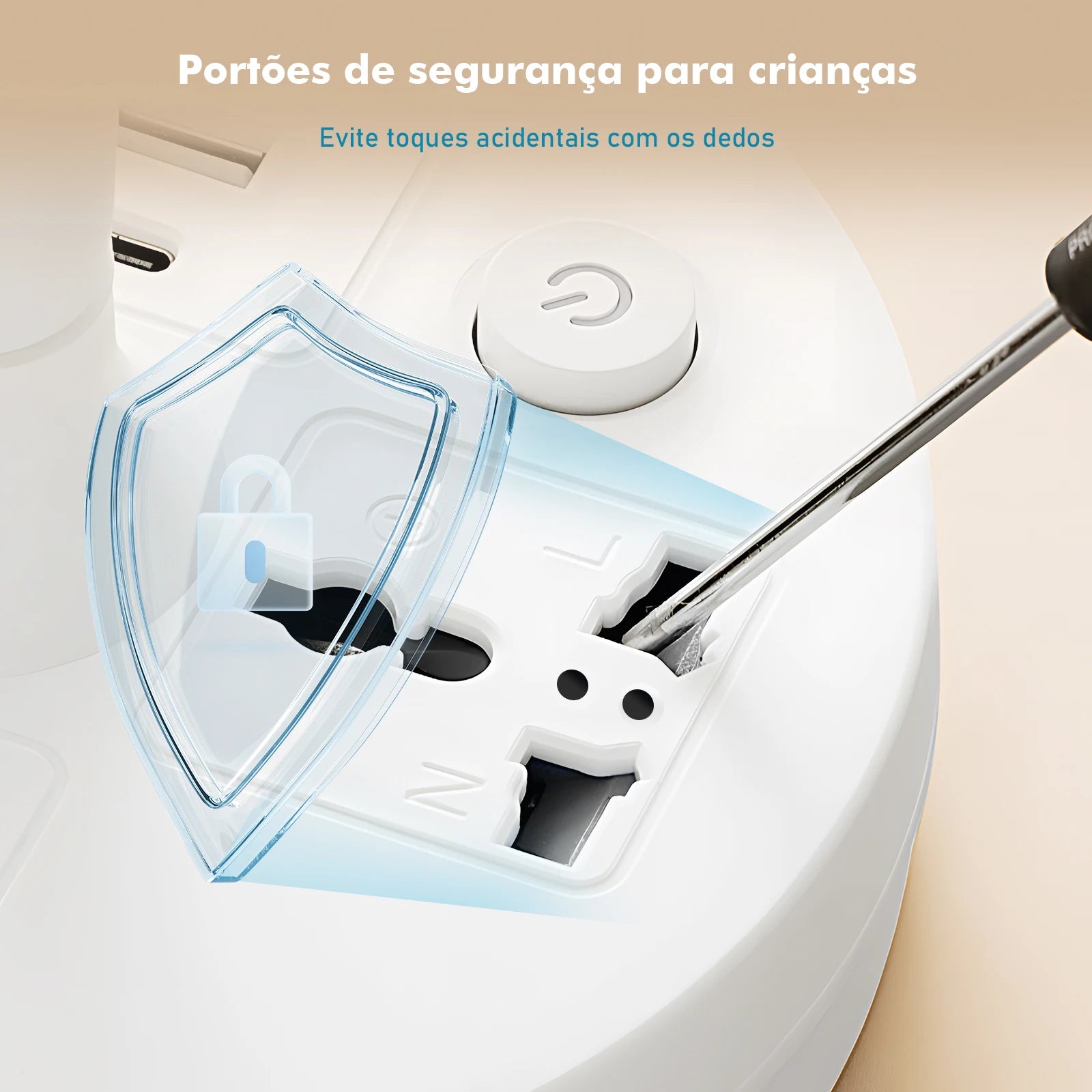 Abajur com tomadas, filtro de linha e interruptor de tomada