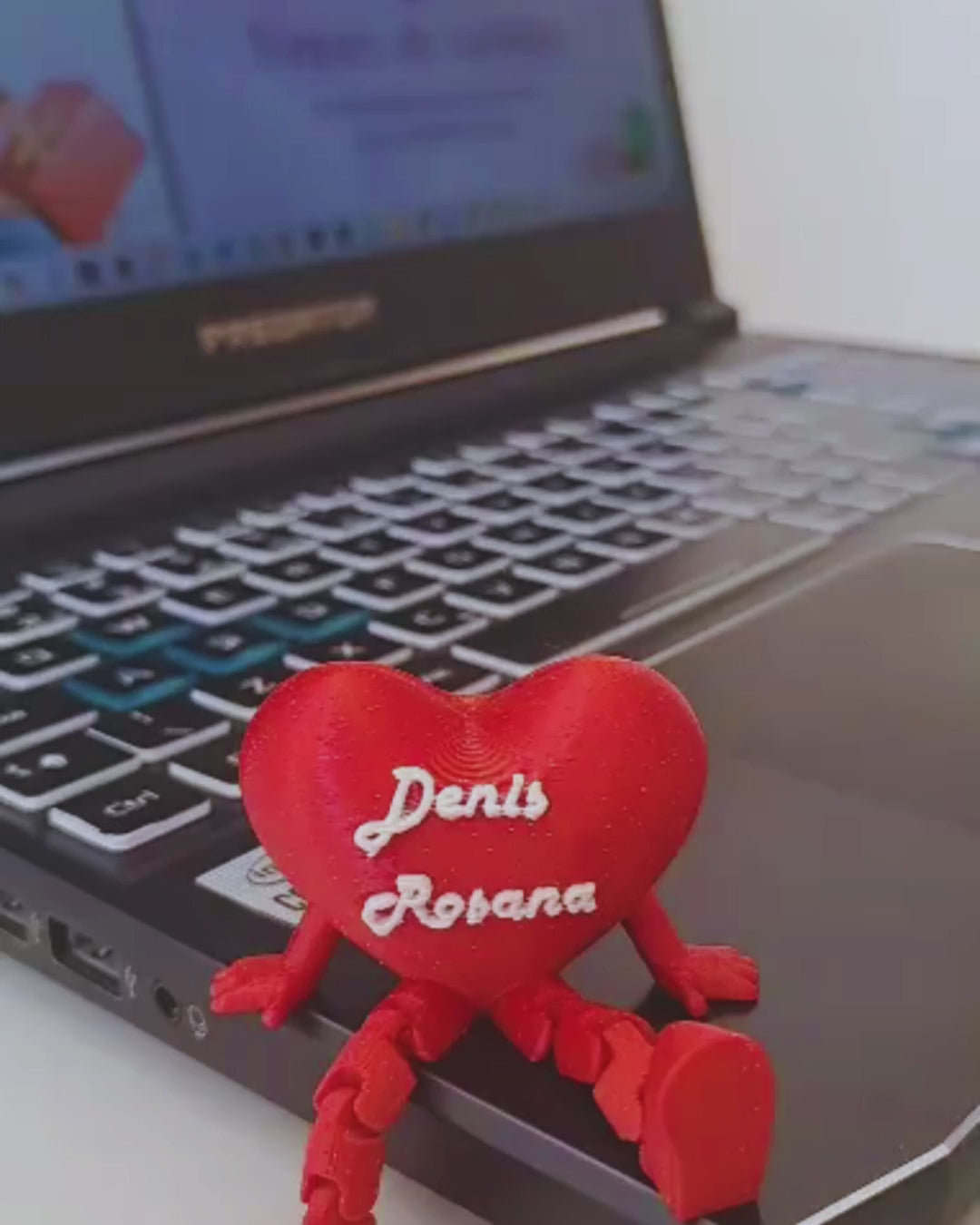 ❤️ Coração 3D Personalizado com Nome Personalizado e perninhas flexíveis – Declare seu amor com criatividade